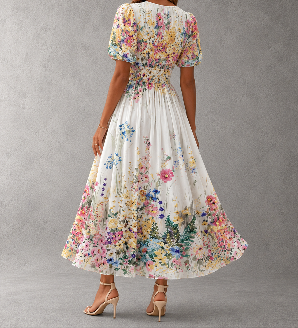 Rosalinda | Short Sleeve Floral Maxi Dress